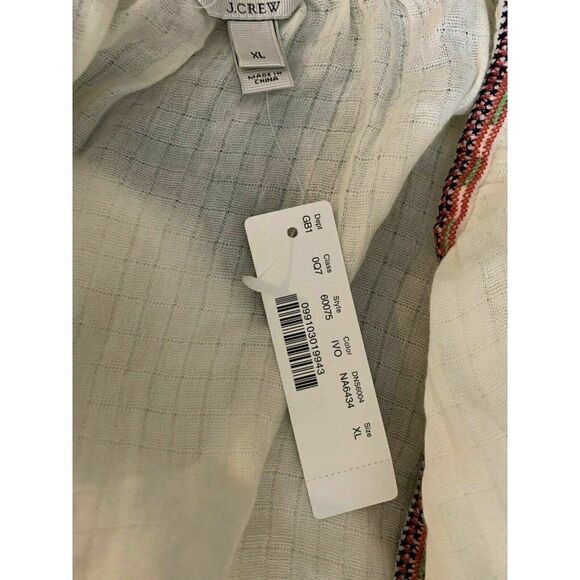 J Crew New Bohemian White Red Short Sleeve top - Picture 5 of 7